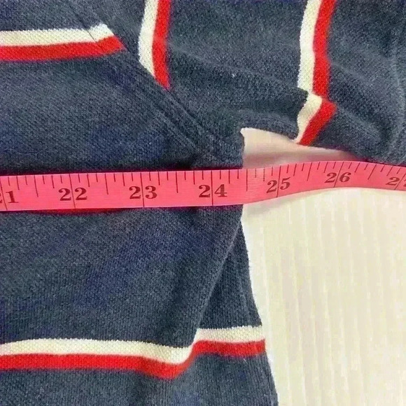 Tommy Hilfiger Mens XXL Custom Fit Polo Shirt Blue Red White Stripe Short Sleeve - Picture 3 of 7